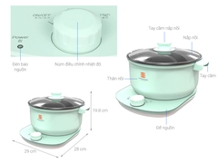 Hawonkoo Nồi Lẩu Điện HEH100 (Xanh/Hồng) - Dung tích 2.5L