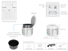 Panasonic Nồi cơm điện nắp gài MVN10LRAX - Dung tích 1L