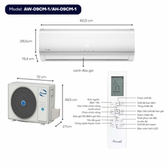Máy lạnh Airwell AW-09CM-1/AH-09CM-1 Non-Inverter 1.0Hp 1 chiều lạnh