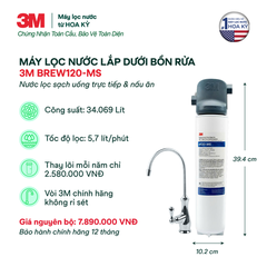 Máy Lọc Nước Lắp Dưới Bổn Rửa 3M BREW120-MS Kèm Vòi 3M