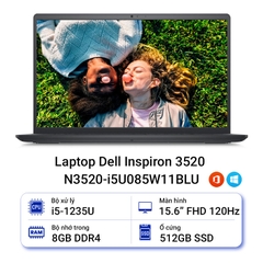 LAPTOP DELL INSPIRON 3520 (N3520-I5U085W11BLU) (I5 1235U 8GB RAM/512GB SSD/15.6 INCH FHD/WIN11/OFFICEHS21/ĐEN)