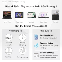 Laptop LG Gram 2023 2 in 1 - 14T90R-G.AH55A5 (Intel Core i5-1340P | 16GB | 512GB | Intel Iris Xe | 14-inch WUXGA | Cảm ứng | Win 11 | Đen)