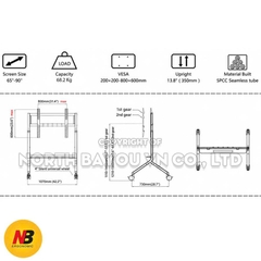 Giá treo tivi di động NB P100 65 - 90 inch hàng cao cấp