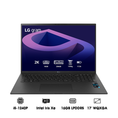 Laptop LG Gram 2022 17ZD90Q-G.AX52A5 Core i5-1240P/16GB/256GB/Iris Xe Graphics/17 inch WQXGA/Non-OS/Black - Chính hãng