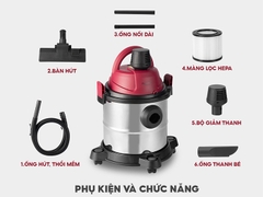 Máy hút bụi khô và ướt Fujihome VC12 (có thổi)
