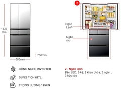 Tủ lạnh Hitachi Inverter 617 lít R-HW620RV X