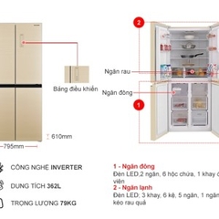 Tủ lạnh Sharp Inverter 404 lít SJ-FX420VG-CH 4 cửa