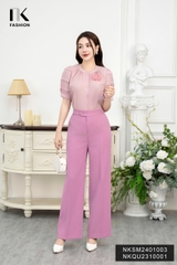 NK Fashion Áo Sơ Mi Cổ Tàu Tròn Mí Tay Nữ Tính, Cách Điệu NKSM2401003