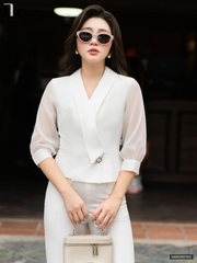Bộ đồ vạt cổ phối tay + quần ống đứng NKBD2607002 ( Set cả quần + áo )