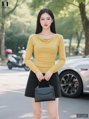 Áo len nhún lệch cực trẻ trung và dễ mặc UNAL2510008