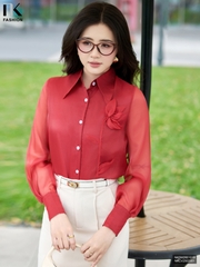 Sơ mi cổ đức tơ tằm mềm mát, dễ mặc NKSM2601019