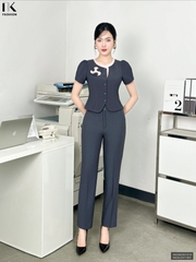 Sơ mi phối cổ hoa ngực xinh xắn, điệu đà, ghép set sang chảnh NKSM2501010 ( Không kèm CV/QU/PK)