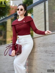 Quần ống đứng lưng cao cạp xếp NKQU2609001 ( Quần rời không kèm SM/AL/AT/AK/PK )