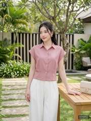 Sơ mi cổ sen vai chờm UKSM2606012 ( Áo rời ko kèm CV/QU/PK)