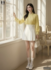 Sơ mi cổ tàu chấm bi nhẹ nhàng, thanh lịch, mềm mịn, mướt UNSM2510009