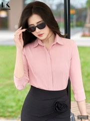 Áo Sơ Mi Dài Tay Cổ Đức Nẹp Dấu Khuy cơ bản phù hợp nhiều kiểu dáng NKSM2010011 ( Ko kèm QU/CV/PK)