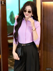 Áo Sơ Mi Dài Tay Cổ Đức Nẹp Dấu Khuy cơ bản phù hợp nhiều kiểu dáng NKSM2010011 ( Ko kèm QU/CV/PK)