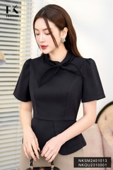 NK Fashion Áo Sơ Mi Peplum Nơ Vạt Lệch Sang Trọng, Thanh Lịch NKSM2401013