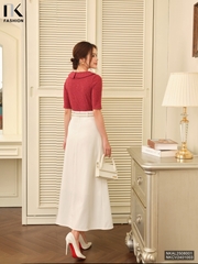 Áo len vạt cổ lệch dáng mới điệu đà NKAL2508001