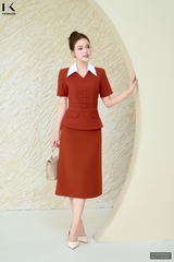 Sơ mi phối cổ peplum 2 nắp túi sang xịn NKSM2506020