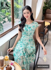 NK Fashion Đầm Xoè Vai Chờm Nơ Cổ Dịu Dàng, Thời Trang, Nữ Tính NKDV2404002