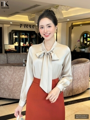 Sơ Mi Lụa Cổ Nơ NK FASHION Thời Trang Công Sở Trẻ Trung, Sang Trọng, Dễ Phối Đồ NKSM2409018