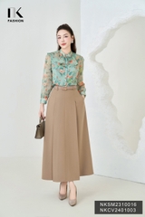 Chân Váy Dài Xếp Ly NK Fashion Công Sở Nữ Thiết Kế Basic Sang Trọng, Chất Liệu Vải Nhập Hàn Co Giãn, Mềm Mịn NKCV2401003