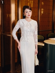 Sơ mi lá cổ phối ôm vừa kiểu cách NKSM2507002