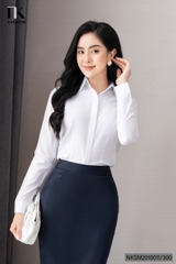 Áo Sơ Mi Dài Tay Cổ Đức Nẹp Dấu Khuy cơ bản phù hợp nhiều kiểu dáng NKSM2010011 ( Ko kèm QU/CV/PK)