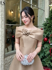Đầm Tiệc Chùm Vai NK Fashion Công Sở Nữ Sang Trọng, Nữ Tính Vải Mềm Mịn NKDV2410008