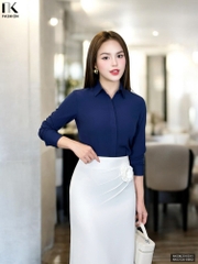 Áo Sơ Mi Dài Tay Cổ Đức Nẹp Dấu Khuy cơ bản phù hợp nhiều kiểu dáng NKSM2010011 ( Ko kèm QU/CV/PK)