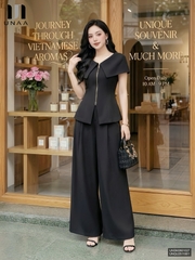 Sơ mi vai chờm cổ V lá mới lạ, sang trọng UNSM2601027