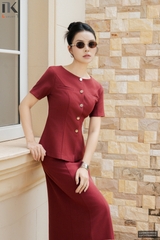 Áo kí giả cổ thuyền cơi túi sang xịn LUSM2506002 ( Ko kèm chân váy/Phụ kiện)