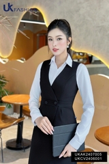 UK FASHION ÁO GILE PEPLUM 2 CÚC THỜI TRANG CÔNG SỞ NỮ UKAK2407005