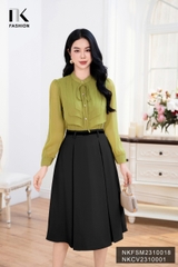 Áo Sơ Mi Cổ Tàu 2 Tầng Nữ Tính, Thanh Lịch  NKFSM2310018