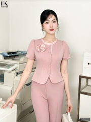Sơ mi phối cổ hoa ngực xinh xắn, điệu đà, ghép set sang chảnh NKSM2501010 ( Không kèm CV/QU/PK)