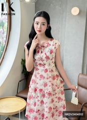 NK Fashion Đầm Xoè Vai Chờm Nơ Cổ Dịu Dàng, Thời Trang, Nữ Tính NKDV2404002