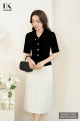 NK Fashion Áo Sơ Mi Nhung Nơ Vai, Sang Trọng NKSM2311003