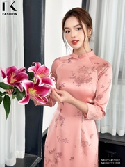 Áo dài lụa sơn mài kiểu dáng mới,thanh lịch không kém phần quý phái NKDV2411002 ( ko kèm quần + PK)