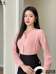 Sơ Mi Cổ V Hoa Cổ Nk Fashion Thời Trang Công Sở Trẻ Trung, Basic, Thanh Lịch NKSM2409001