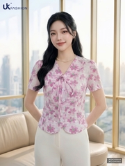Sơ mi cổ tim bo gấu UKSM2606008 ( Áo rời ko kèm CV/QU/PK)