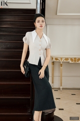 Sơ mi hoa tay phối cổ kiểu dáng mới cực xinh LUSM2505007