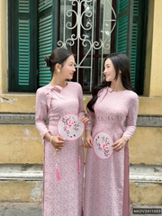 Áo dài gấm cổ tròn duyên dáng, thanh lịch NKDV2411003 ( ko kèm quần + PK)