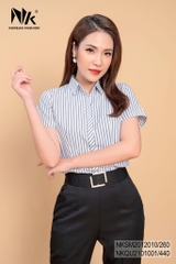 Sơ Mi Kẻ Nẹp Chéo Cộc Tay NKSM2012010