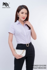 Sơ Mi Kẻ Nẹp Chéo Cộc Tay NKSM2012010