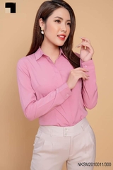 Áo Sơ Mi Dài Tay Cổ Đức Nẹp Dấu Khuy cơ bản phù hợp nhiều kiểu dáng NKSM2010011 ( Ko kèm QU/CV/PK)