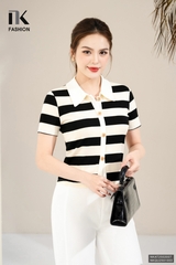 Áo thun kẻ to cúc nẹp kiểu dáng mới, trẻ trung, năng động NKAT2502007