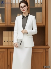 Áo vest không cổ cúc đơn sang xịn, đứng forrm UNAK2509012