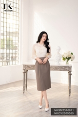 NK Fashion Sơ Mi Bèo Cổ  Xếp Ngực Vạt Nơ Thanh Lịch, Nữ Tính NKSM2310011