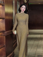 Áo dài thiên vân chất liệu vân mây cực lạ, kiểu cách sang LUDV2512006 ( Ko kèm quần + có kèm phụ kiện )